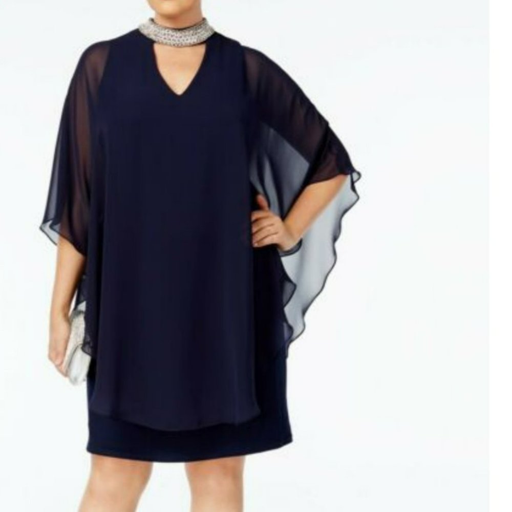 Xscape Embellished Cocktail Dress - Navy 14W